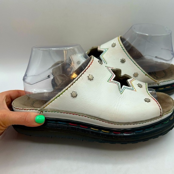 vintage Dr Marten Star Cut Out Studded Slides Made In England RAINBOW STITCHING - Picture 16 of 17